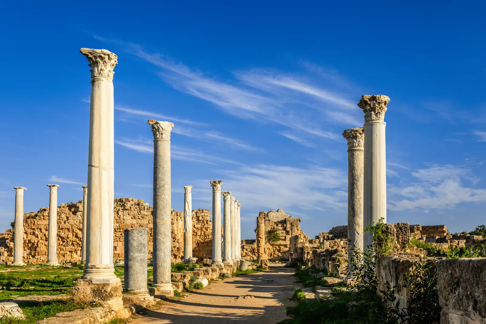 Rows of Roman columns at the ancient site of Salamis near Famagusta